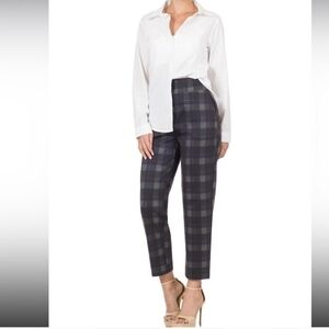 Plaid Pull On Stretch Dress Pants With Pockets